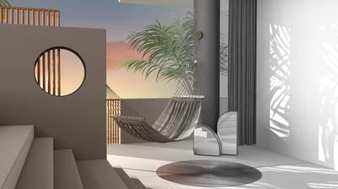Architect interior designer concept: unfinished project that becomes real, dr Ilustração Stock