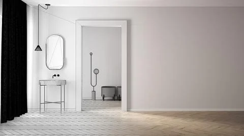 Architect interior designer concept: unfinished project that becomes real, mi Stock Illustration