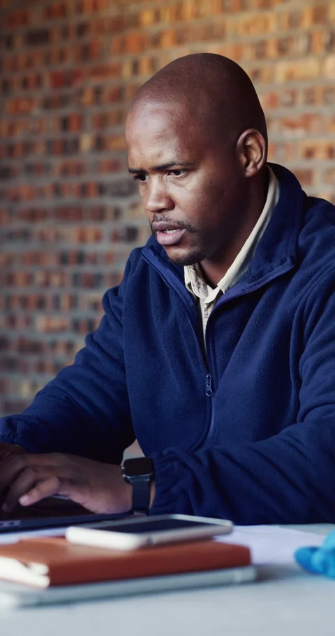 Architect, laptop and thinking with black man on construction site for planning Stock Footage 337021381