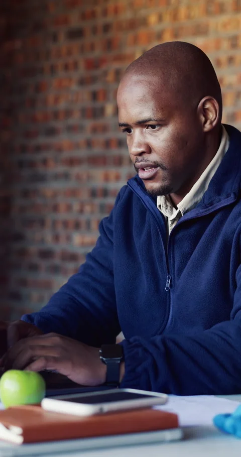 Architect, laptop and typing with black man on construction site for planning or Stock Footage 337021415
