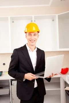 Architect with laptop Stock Photos
