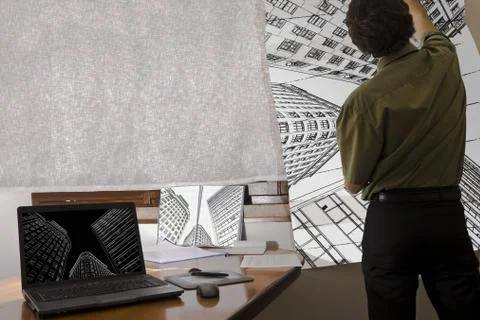 Architect looking at project Stock Photos