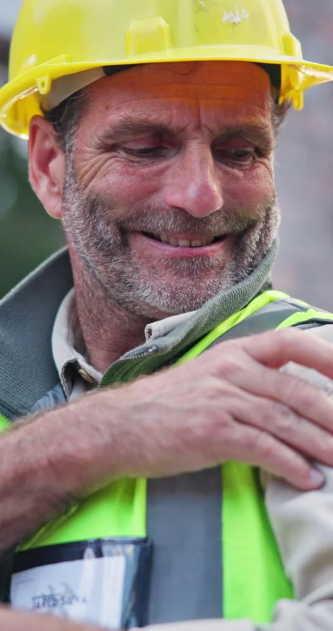 Architect, man and shoulder with pain on construction site for overworked Stock Footage 340950150