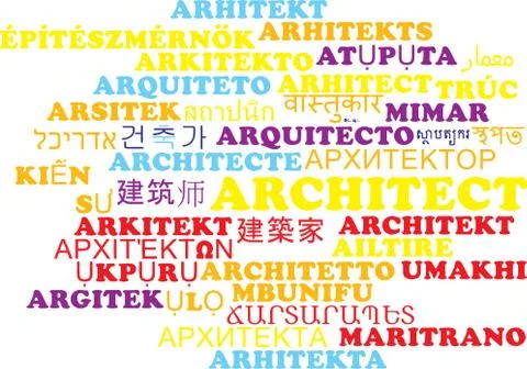 Architect multilanguage wordcloud background concept Stock Illustration