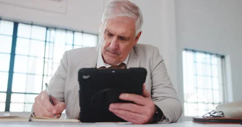 Architect, notebook or man in office with tablet, design planning or draft of Stock Footage 341477611