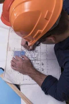 Architect or designer in the process of work Stock Photos