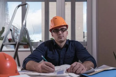 Architect or designer in the process of work Stock Photos