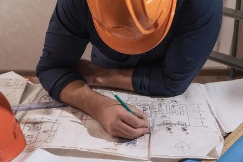Architect or designer in the process of work Stock Photos
