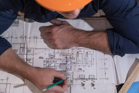 Architect or designer in the process of work Stock Photos