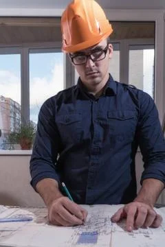 Architect or designer in the process of work Stock Photos