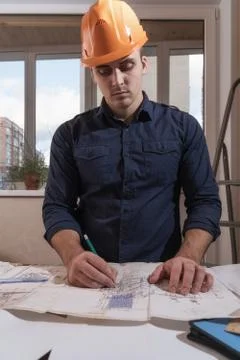 Architect or designer in the process of work Stock Photos