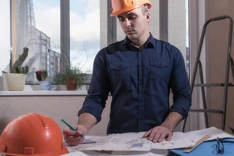 Architect or designer in the process of work Stock Photos