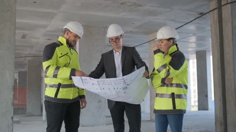 Architect or engineer working, browsing building project indoor of construction Stock Footage 113348270