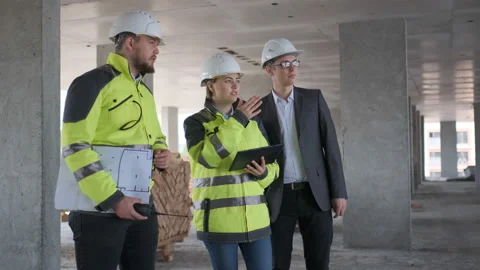 Architect or engineer working, browsing building project indoor of construction Stock Footage 113351575