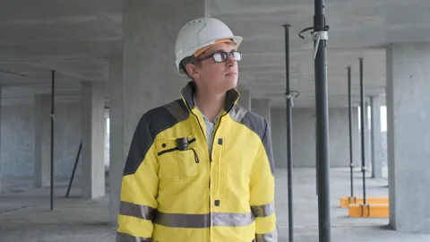 Architect or engineer working, browsing building project indoor of construction Stock Footage 114540589