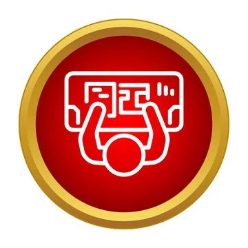 Architect or engineer working on design project icon Stock Illustration