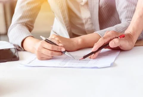 Architect or engineer working for new project plan Stock Photos