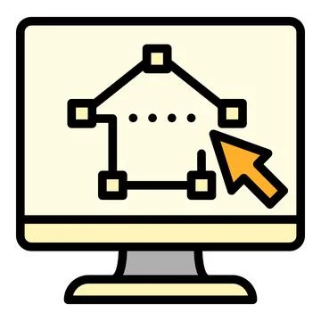 Architect pc plan icon, outline style Illustrazione stock