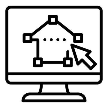 Architect pc plan icon, outline style Stock Illustration