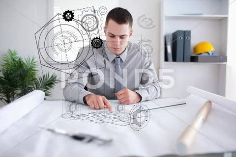 Architect planning out house Stock Photos