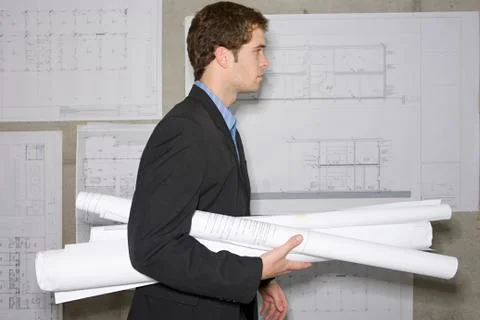 Architect with plans Foto stock