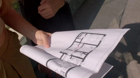 The architect points out details of the ... | Stock Video | Pond5
