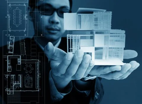 Architect present house model Stock Illustration