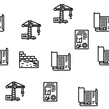 Architect Professional Occupation Vector Seamless Pattern Stock Illustration