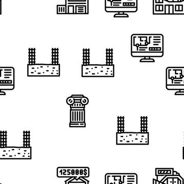 Architect Professional Occupation Vector Seamless Pattern Stock Illustration