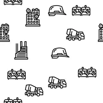 Architect Professional Occupation Vector Seamless Pattern Stock Illustration
