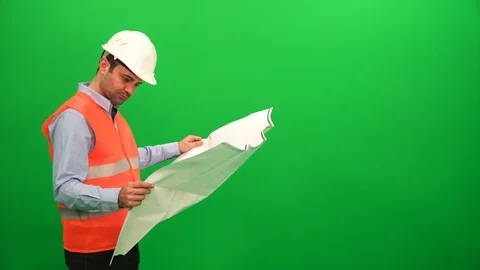 Architect Reading Plan Stock Footage 88652857