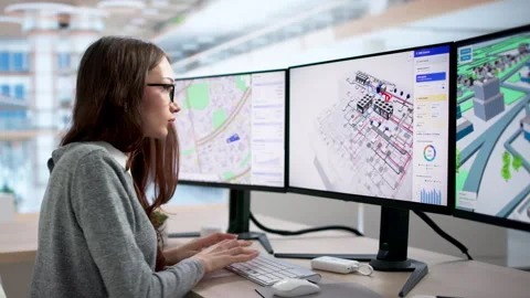 Architect Reviewing 3D BIM Model Feels Tired While Working Stock Footage 335879608