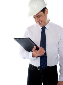 An architect reviewing report Stock Photos