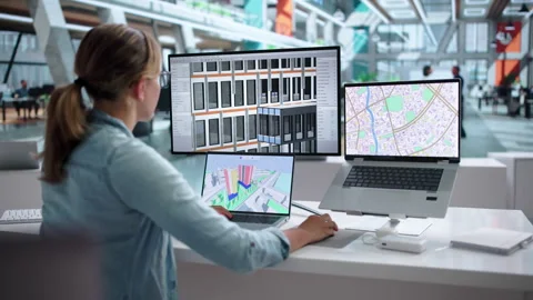 Architect Reviews 3D Building Model On Laptop Stock Footage 340999319