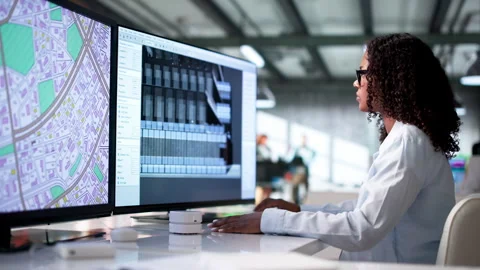 Architect Reviews 3D Model On Computer Stock Footage 340405886
