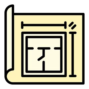 Architect room plan icon, outline style Stock Illustration
