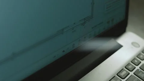 Architect sketching a home design architecture project on a computer app showing Stock Footage 256147150