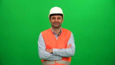 Architect Smiling on Green Screen Видео 88652571