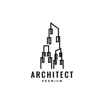 Architect structure skyscrapper lines logo design vector Stock Illustration