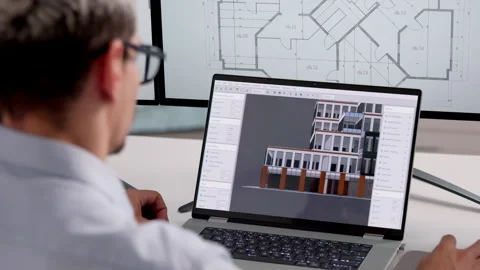 Architect Studies 3D BIM Model Stock Footage 332904266