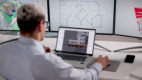 Architect Studies 3D BIM Model Stock Footage 333398067