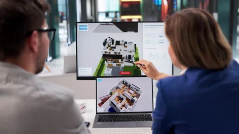Architect Studies 3D House Design On Computer Stock Footage 331519703