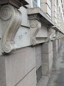 Architect Studies Historic Masonry Patterns. Photographer Documents Ancient.. Stock Photos