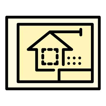 Architect tablet icon, outline style Stock Illustration