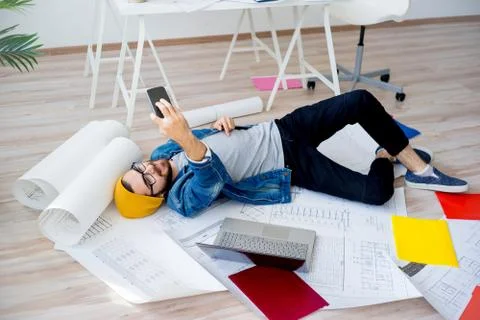 Architect taking selfie during work Stock Photos