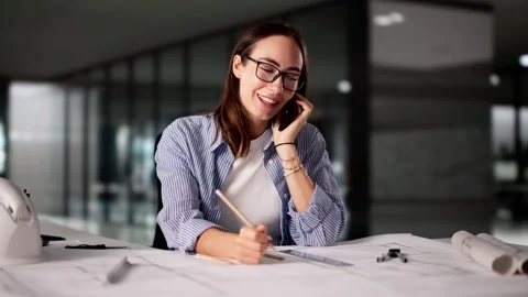 Architect Talking On Phone About Construction Stock Footage 313754058