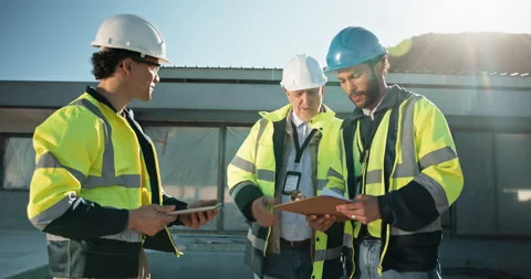 Architect, team and construction with high five for building success or win Stock Footage 343162175