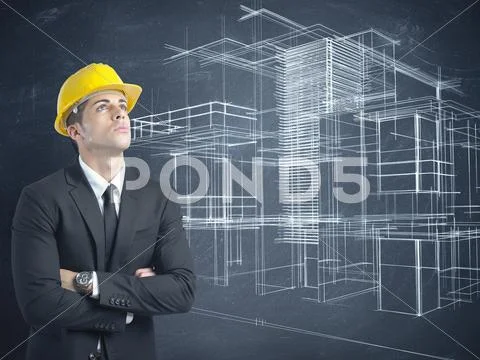 Architect thinking a new project of modern buildings Stock Photos