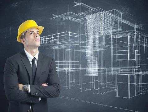 Architect thinking a new project of modern buildings Stock Photos