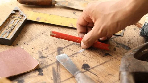 Architect tool on working table Stock Footage 80541758